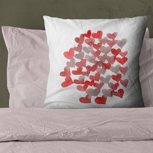Valentines day hearts _ red and grey throw pillow