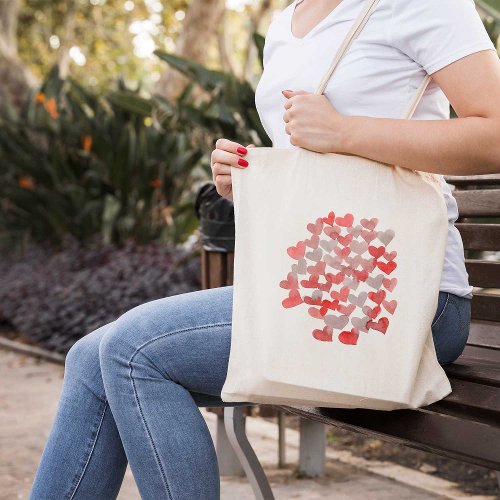 Valentines day hearts _ red and grey tote bag