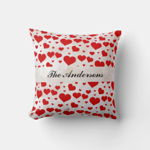 Valentines Day Hearts Red Love Family Throw Pillow