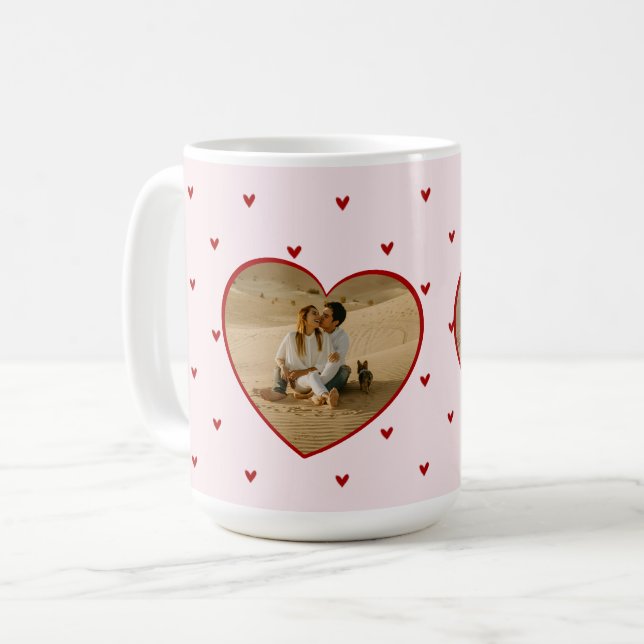 Valentine's Day Hearts Red Pink Photo Coffee Mug (Front Left)