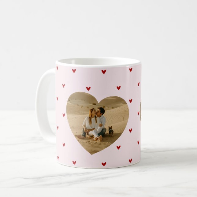 Valentine's Day Hearts Red Pink Photo Coffee Mug (Front Left)