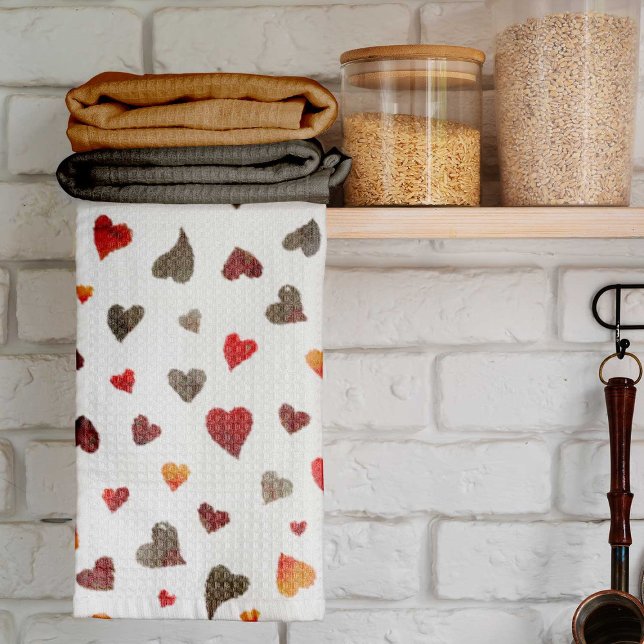 Valentine's day hearts - retro kitchen towel (Creator Uploaded)