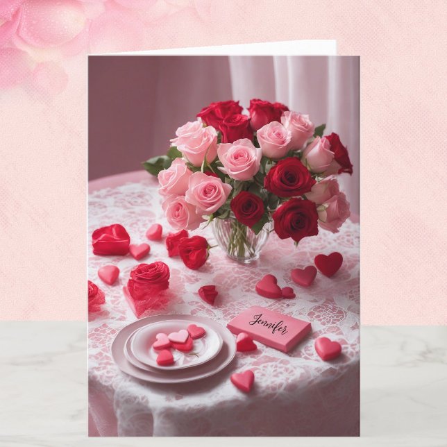 Valentine's Day Hearts & Roses Add Signature Holiday Card (Creator Uploaded)