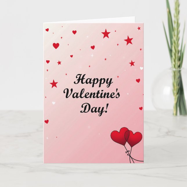 Valentines Day Hearts Stars Sparkle Card (Front)