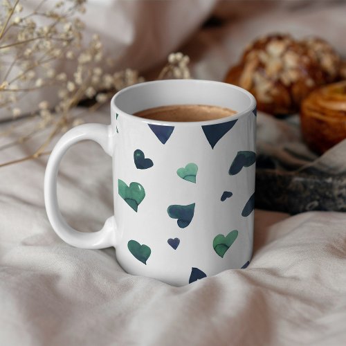 Valentines day hearts _ teal coffee mug