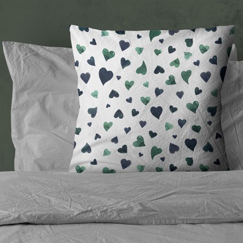 Valentines day hearts _ teal throw pillow
