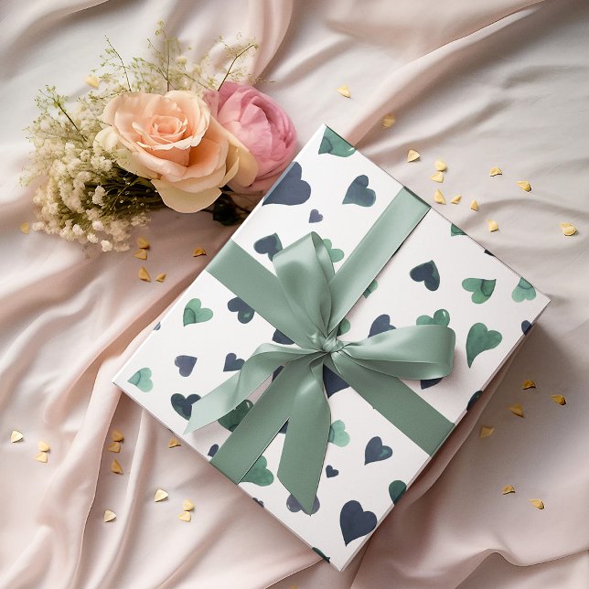 Valentine's day hearts - teal wrapping paper sheets (Creator Uploaded)