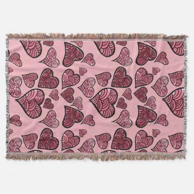 Valentine's Day Hearts Throw Blanket (Front)