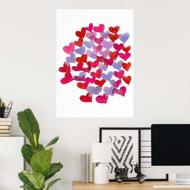 Valentine's day hearts - violet and magenta poster (Home Office)