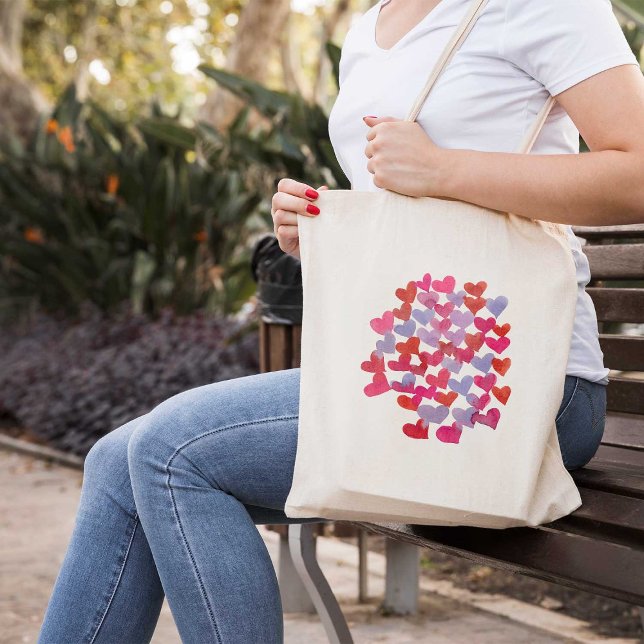 Valentine's day hearts - violet and magenta tote bag (Creator Uploaded)
