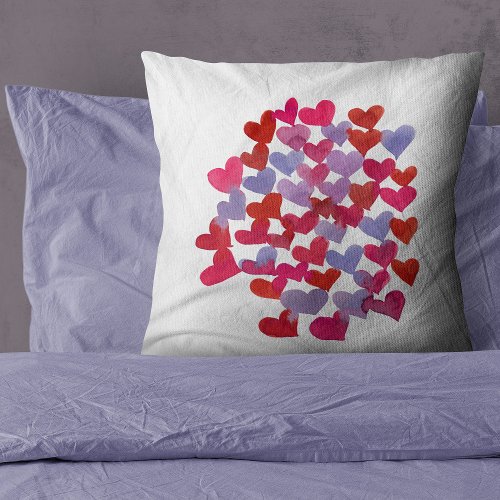 Valentines day hearts _ violet and pink throw pillow