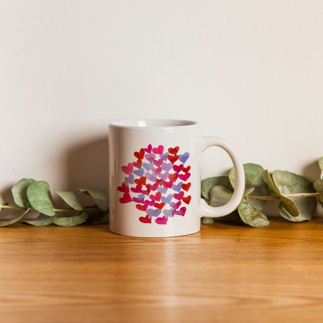 Valentine's day hearts - violet and viva magenta coffee mug (Creator Uploaded)
