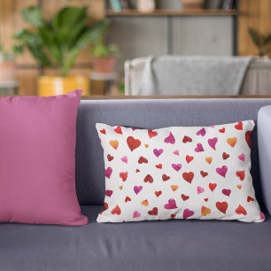 Valentine's day hearts - viva magenta and orange accent pillow
