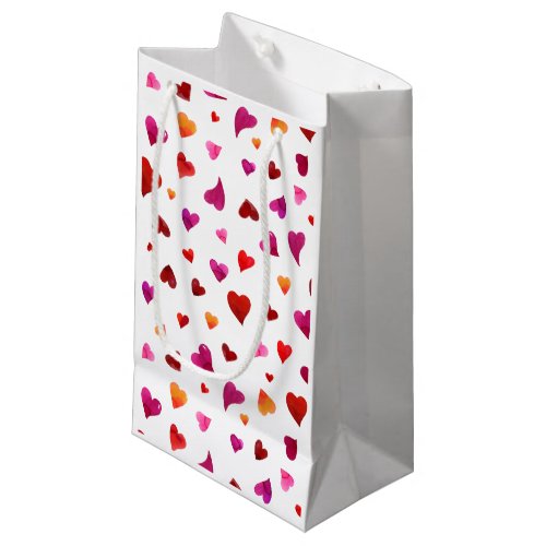 Valentines day hearts _ viva magenta and orange small gift bag