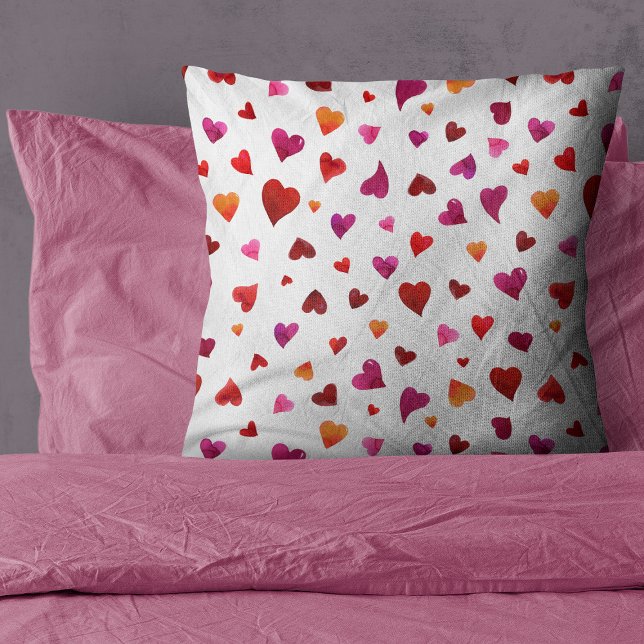 Valentine's day hearts - viva magenta and orange throw pillow (Creator Uploaded)