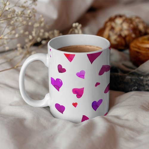 Valentines day hearts _ viva magenta and purple coffee mug