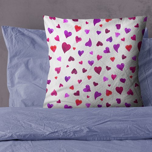 Valentines day hearts _ viva magenta and purple throw pillow