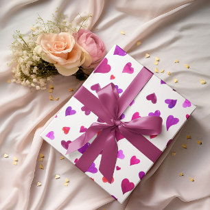 Valentine's day hearts - viva magenta and purple wrapping paper sheets
