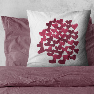 Valentine's day hearts - viva magenta throw pillow