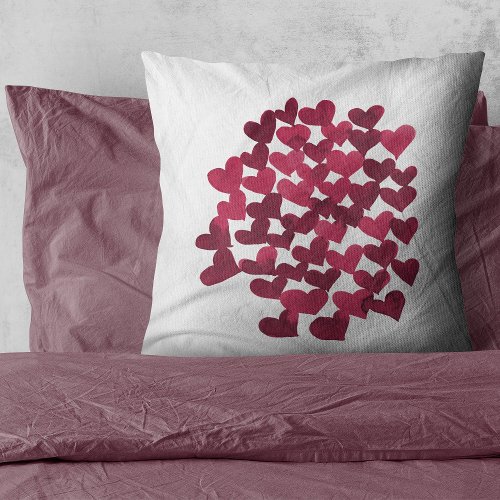 Valentines day hearts _ viva magenta  throw pillow