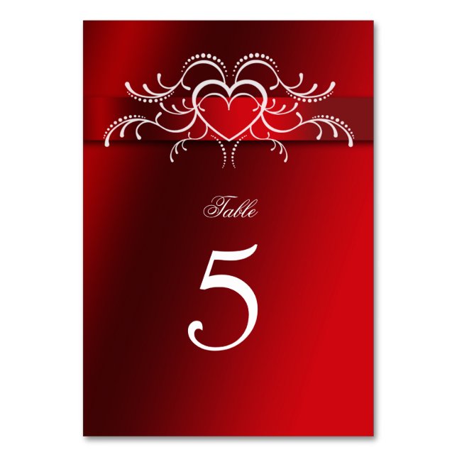 Valentine's Day, Hearts, Wedding, Table Number (Front)