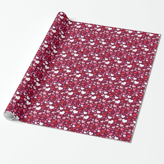 Valentine's Day Hearts Wrapping Paper (Unrolled)