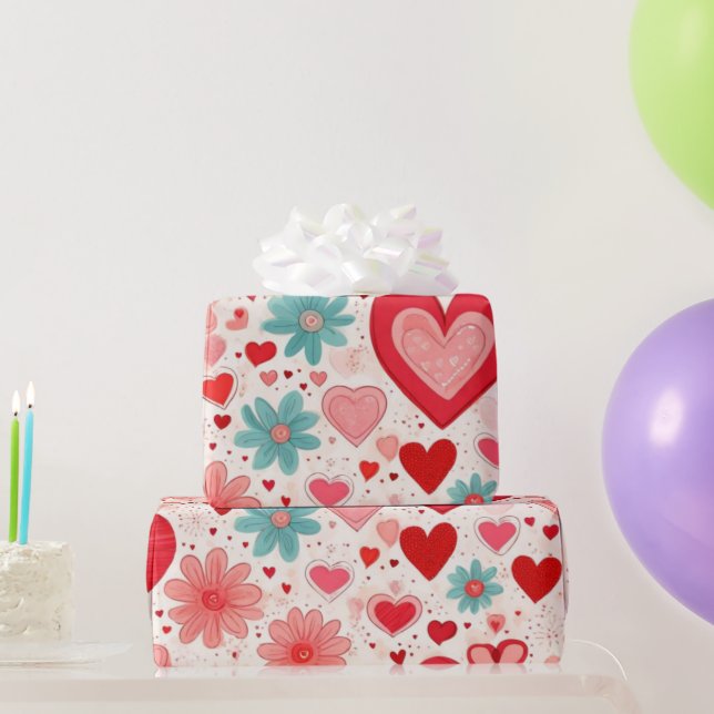 Valentine's day hearts Wrapping Paper (Party Gifts)