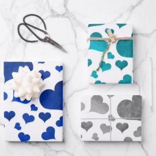 Valentine's Day Hearts Wrapping Paper - Blue