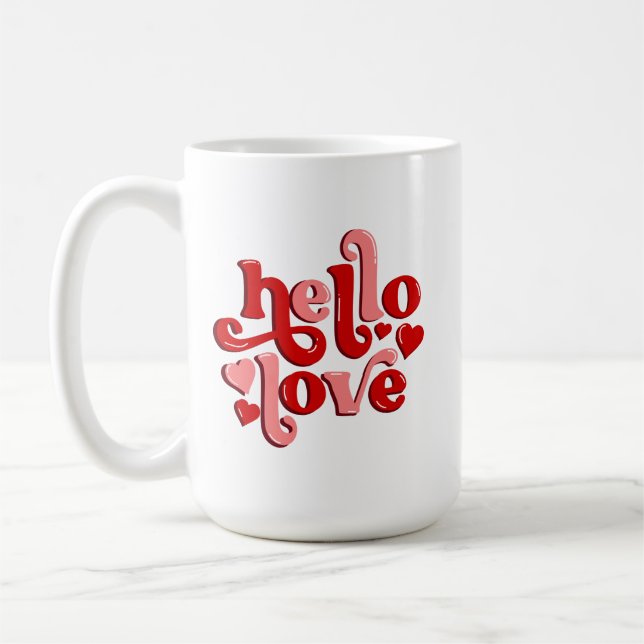 Valentine's day hello love  coffee mug (Left)