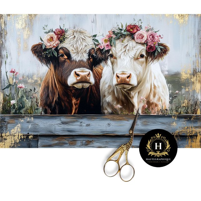 Valentines Day Highland Cow Rustic Decoupage Tissue Paper (Creator Uploaded)