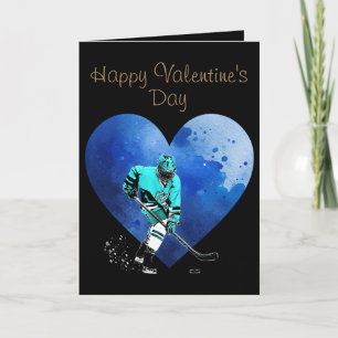Valentine's Day Hockey Greeting Card