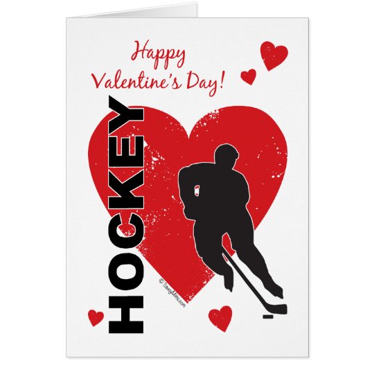 Valentine's Day Hockey Hearts (male) Greeting Card