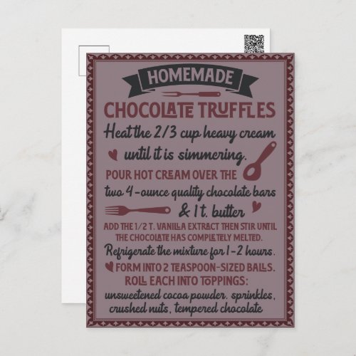 Valentines Day Homemade Chocolate Truffle Recipe Postcard
