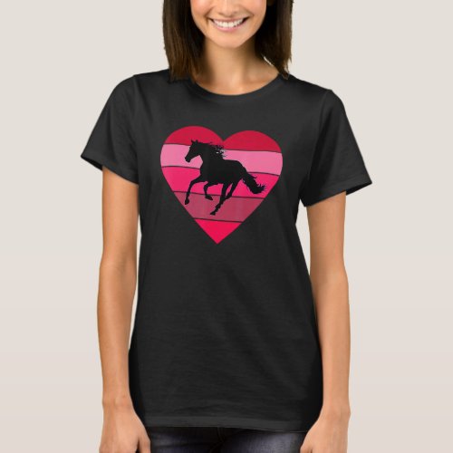 Valentines Day Horse  Retro Vintage Heart Women Gi T-Shirt