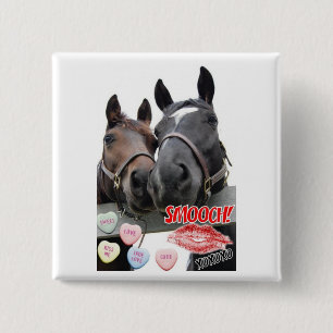 Valentine's Day Horses Button