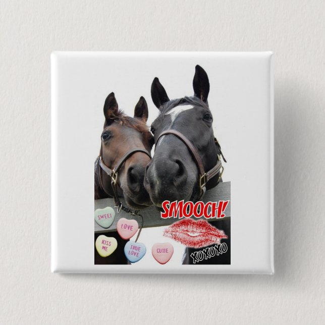 Valentine's Day Horses Button (Front)