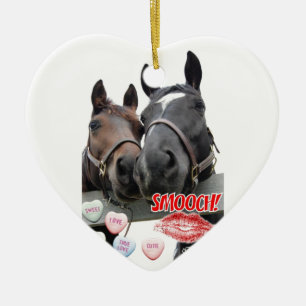 Valentine's Day Horses Ceramic Ornament