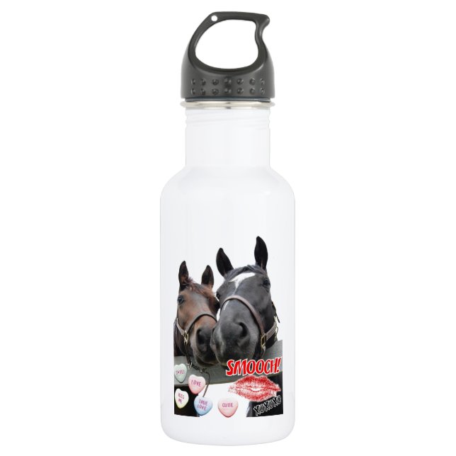 Valentine's Day Horses Water Bottle (Front)