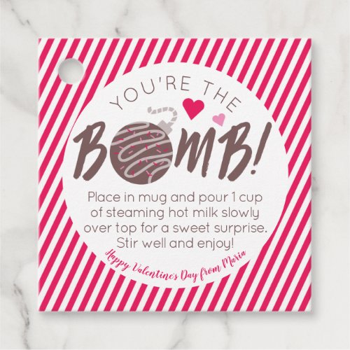 Valentines Day Hot Chocolate Bomb Square Tags