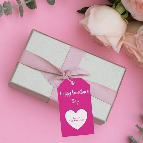 Valentines Day hot pink heart Gift Tags