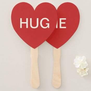 Valentine's Day Hug Me Red Heart Shaped Paddle Fan by AHOIHOI at Zazzle