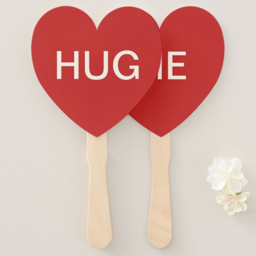 VALENTINES DAY HUG ME RED HEART SHAPED PADDLE FAN