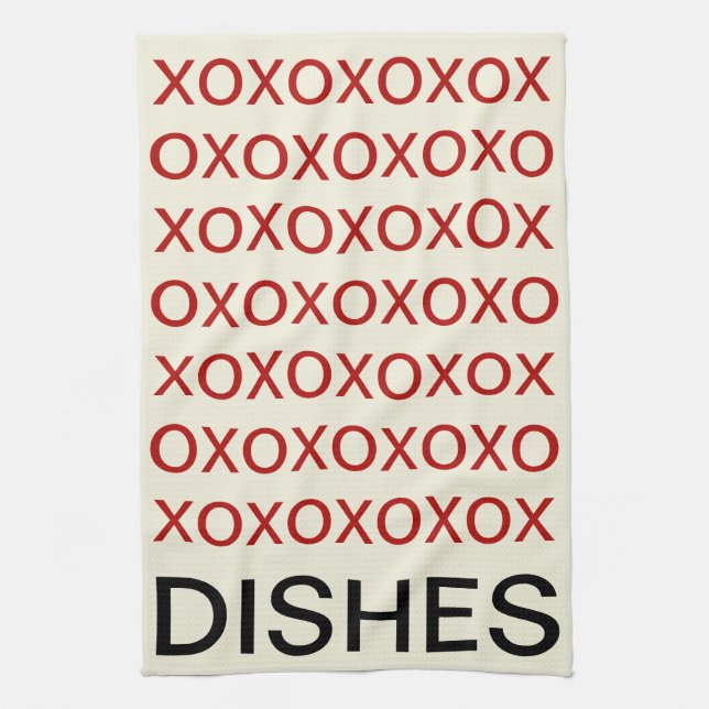 VALENTINE'S DAY HUGS AND KISSES KITCHEN DISH TOWEL (Vertical)