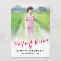 Valentine's Day Hugs Kisses Hearts Family Photo Holiday Card