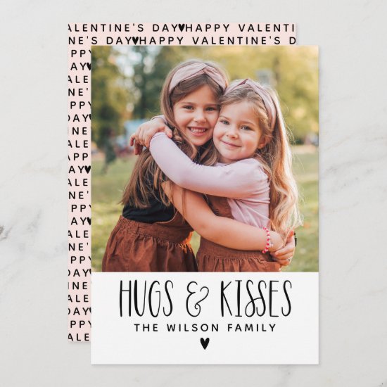 Valentine's Day Hugs Kisses Photo Holiday Card