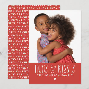Valentine's Day Hugs Kisses Photo Holiday Card
