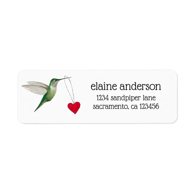 Valentine's Day Hummingbird Label | Zazzle