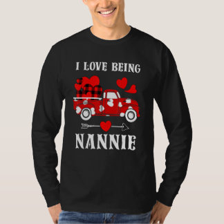Valentine's Day I Love Being Nannie Red Plaid Truc T-Shirt