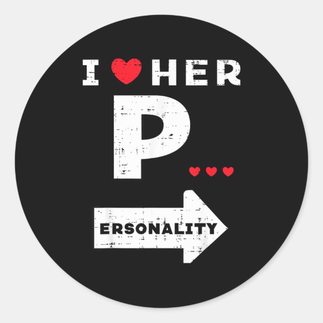 Valentines Day I Love Her Ity Matching Couple Men  Classic Round Sticker (Front)