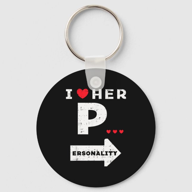 Valentines Day I Love Her Ity Matching Couple Men  Keychain (Front)